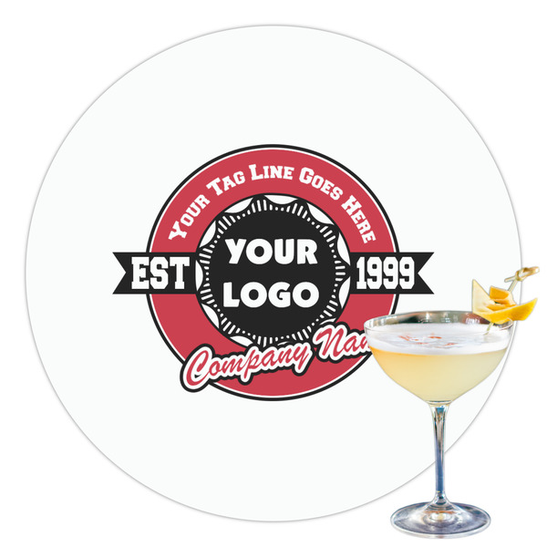 Custom Logo & Tag Line Printed Drink Topper - 3.5" (Personalized)