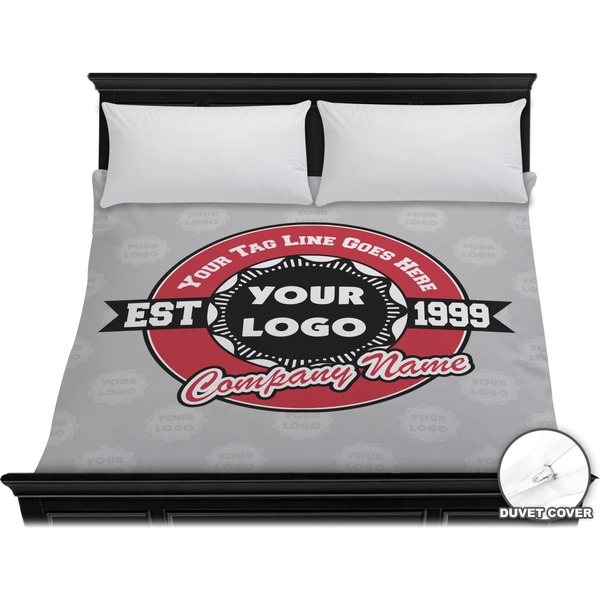 Custom Logo & Tag Line Duvet Cover - King w/ Logos