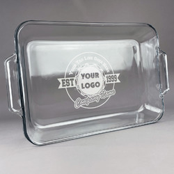 Logo & Tag Line Glass Baking Dish with Truefit Lid - 13in x 9in (Personalized)