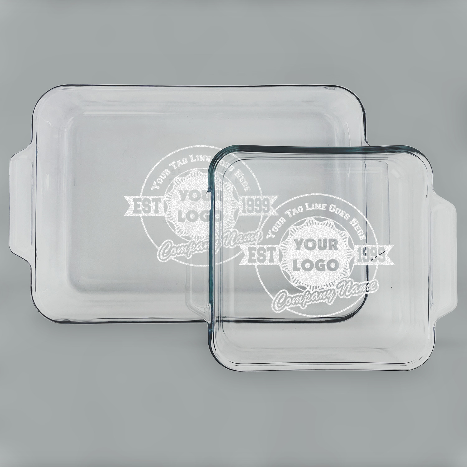 https://www.youcustomizeit.com/common/MAKE/1634642/Logo-Tag-Line-Glass-Baking-Dish-Set-MAIN-set.jpg?lm=1699376498