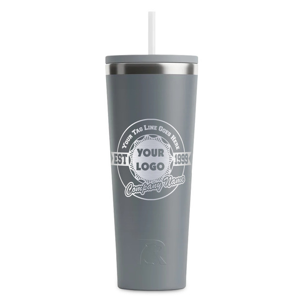 Custom Logo & Tag Line RTIC Everyday Tumbler with Straw - 28oz - Grey - Double-Sided (Personalized)