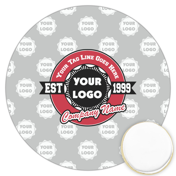 Custom Logo & Tag Line Printed Cookie Topper - 3.25" (Personalized)