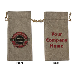 Logo & Tag Line Burlap Gift Bag - Large - Double-Sided (Personalized)