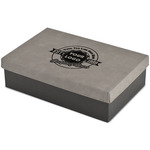 Logo & Tag Line Gift Box w/ Engraved Leather Lid - Large (Personalized)