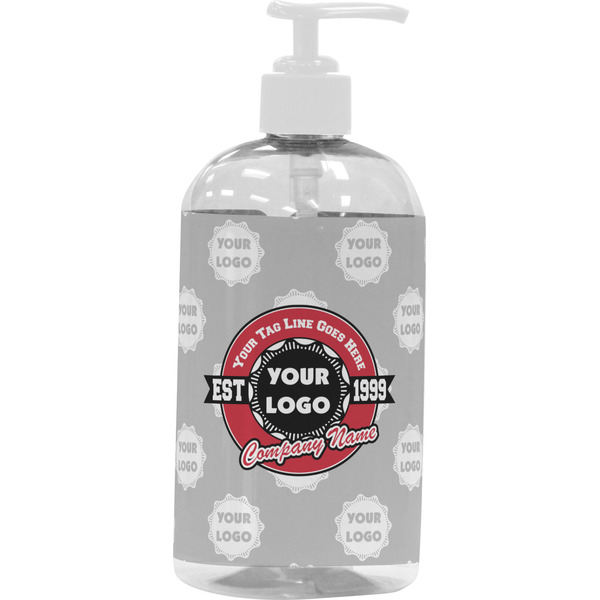 Custom Logo & Tag Line Plastic Soap / Lotion Dispenser - 16 oz - Large - White (Personalized)