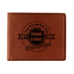 Logo & Tag Line Leatherette Bifold Wallet - Double-Sided (Personalized)