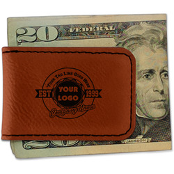 Logo & Tag Line Leatherette Magnetic Money Clip - Double-Sided (Personalized)