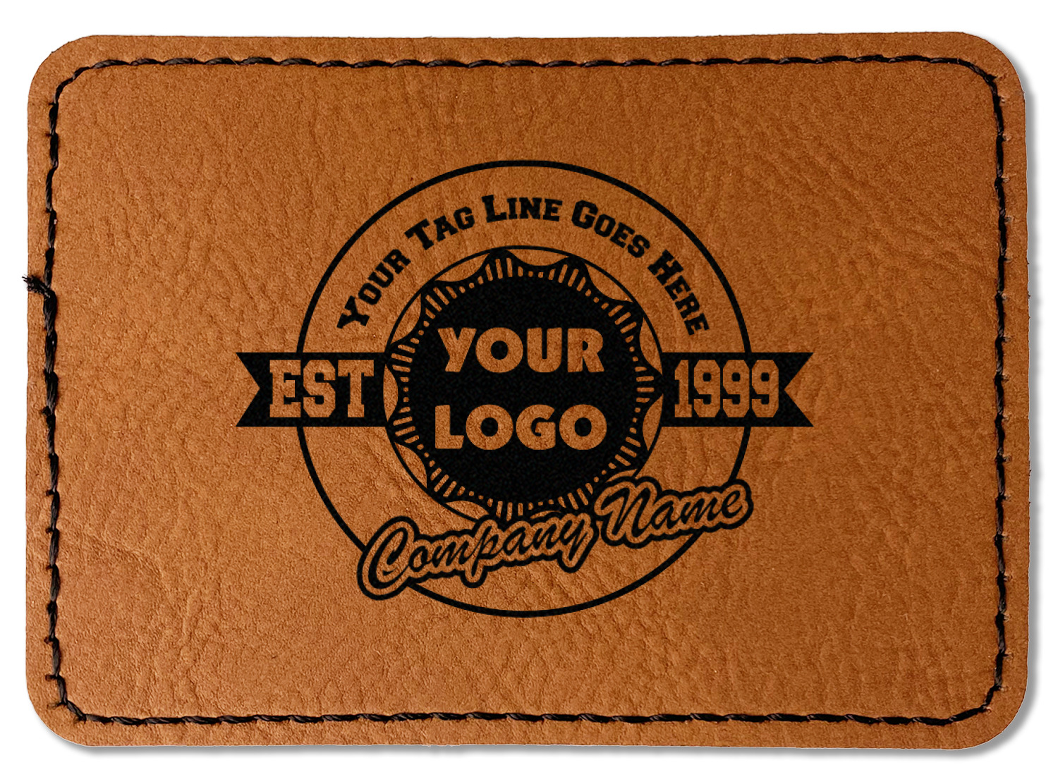 Custom Logo & Tag Line Faux Leather Iron On Patch (Personalized