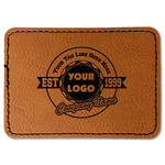 Logo & Tag Line Faux Leather Iron On Patch - Rectangle (Personalized)