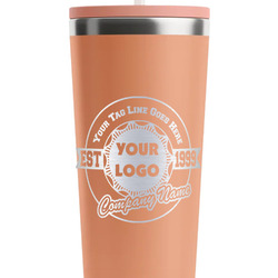 Logo & Tag Line RTIC Everyday Tumbler with Straw - 28oz - Peach - Single-Sided (Personalized)