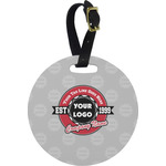 Logo & Tag Line Plastic Luggage Tag - Round (Personalized)