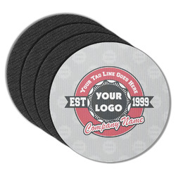 Logo & Tag Line Round Rubber Backed Coasters - Set of 4 w/ Logos