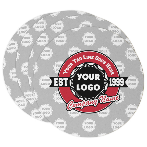 Custom Logo & Tag Line Round Paper Coasters w/ Logos