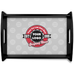 Logo & Tag Line Black Wooden Tray - Small w/ Logos