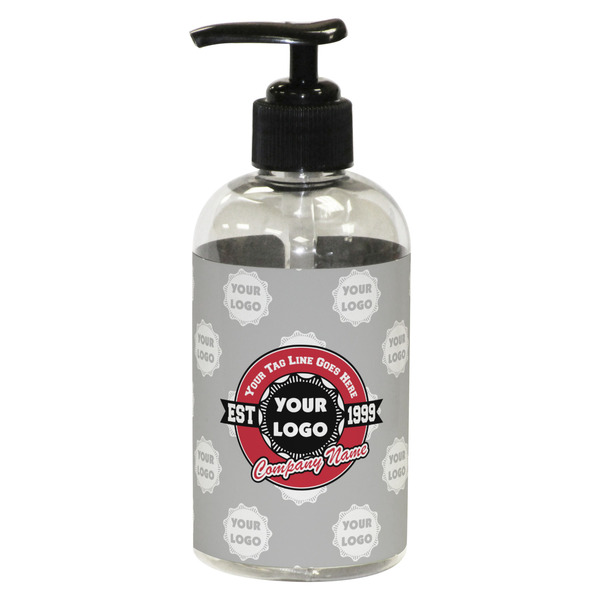 Custom Logo & Tag Line Plastic Soap / Lotion Dispenser - 8 oz - Small - Black (Personalized)