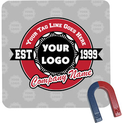 Logo & Tag Line Square Fridge Magnet w/ Logos