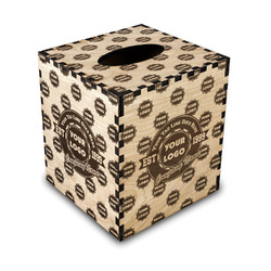 Logo & Tag Line Wood Tissue Box Cover - Square (Personalized)