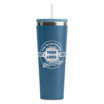 Logo & Tag Line RTIC Everyday Tumbler with Straw - 28oz - Steel Blue - Double-Sided (Personalized)