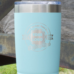 Logo & Tag Line 20 oz Stainless Steel Tumbler - Teal - Double-Sided (Personalized)