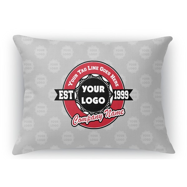 Custom Logo & Tag Line Rectangular Throw Pillow Case w/ Logos