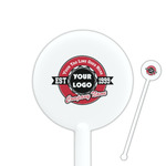 Logo & Tag Line 5.5" Round Plastic Stir Sticks - White - Double-Sided (Personalized)