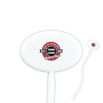 Logo & Tag Line 7" Oval Plastic Stir Sticks - White - Single-Sided (Personalized)