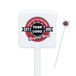 Logo & Tag Line Square Plastic Stir Sticks - Double-Sided (Personalized)