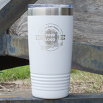 Logo & Tag Line 20 oz Stainless Steel Tumbler - White - Single-Sided (Personalized)