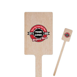 Logo & Tag Line 6.25" Rectangle Wooden Stir Sticks - Single-Sided (Personalized)