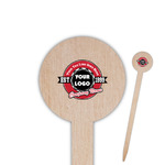 Logo & Tag Line 6" Round Wooden Food Picks - Single-Sided (Personalized)