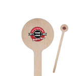 Logo & Tag Line 7.5" Round Wooden Stir Sticks - Single-Sided (Personalized)