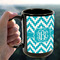 Pixelated Chevron 15oz. Black Mug - LIFESTYLE