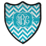 Pixelated Chevron Iron On Shield Patch B w/ Monogram