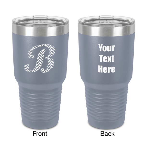 Custom Pixelated Chevron 30 oz Stainless Steel Tumbler - Grey - Double-Sided (Personalized)