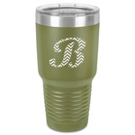 Pixelated Chevron 30 oz Stainless Steel Tumbler - Olive - Single-Sided (Personalized)