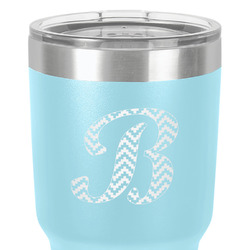Pixelated Chevron 30 oz Stainless Steel Tumbler - Teal - Double-Sided (Personalized)