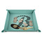 Pixelated Chevron 9" x 9" Teal Leatherette Snap Up Tray - STYLED