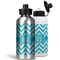 Pixelated Chevron Aluminum Water Bottles - MAIN (white &silver)