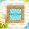 Pixelated Chevron Bamboo Trivet with 6" Tile - LIFESTYLE