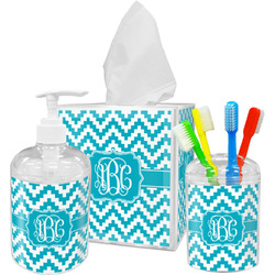 Pixelated Chevron Acrylic Bathroom Accessories Set w/ Monogram