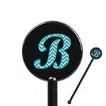 Pixelated Chevron 5.5" Round Plastic Stir Sticks - Black - Double Sided (Personalized)