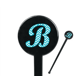 Pixelated Chevron 7" Round Plastic Stir Sticks - Black - Double Sided (Personalized)