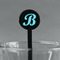 Pixelated Chevron Black Plastic 7" Stir Stick - Round - Main