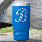 Pixelated Chevron 20 oz Stainless Steel Tumbler - Royal Blue - Double Sided (Personalized)