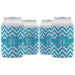 Pixelated Chevron Can Cooler (12 oz) - Set of 4 w/ Monogram