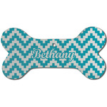 Pixelated Chevron Ceramic Dog Ornament - Front w/ Monogram