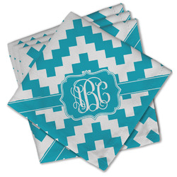 Pixelated Chevron Cloth Cocktail Napkins - Set of 4 w/ Monogram