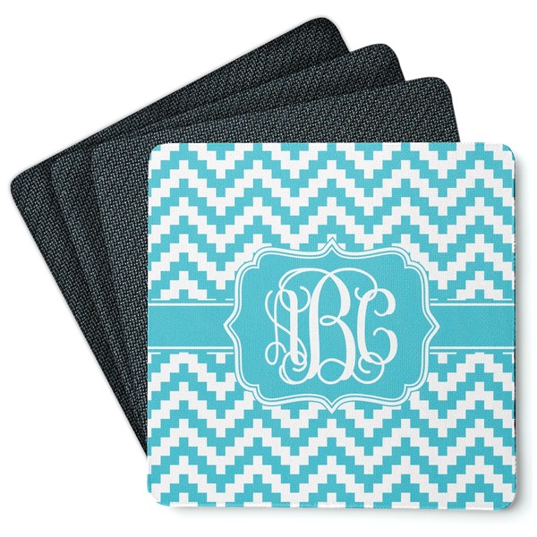 Custom Pixelated Chevron Square Rubber Backed Coasters - Set of 4 (Personalized)