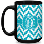 Pixelated Chevron 15 Oz Coffee Mug - Black (Personalized)