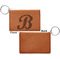 Pixelated Chevron Cognac Leatherette Keychain ID Holders - Front Apvl